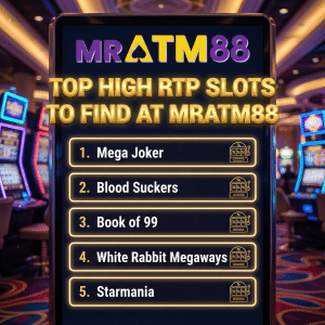 Top High RTP Slots to Find at MRATM88: Mega Joker, Blood Suckers, Book of 99, White Rabbit Megaways, and Starmania, ideal for applying the link free credit slot strategy.