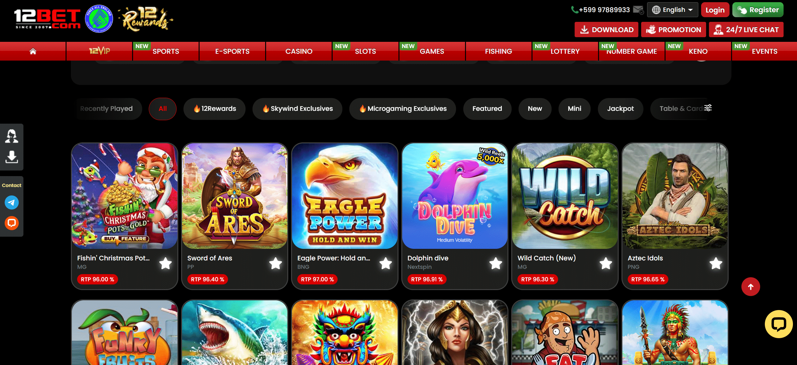 12bet games selection